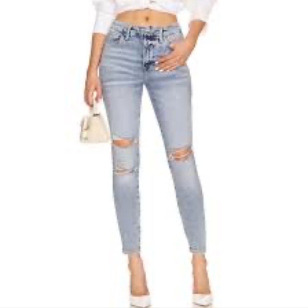 NWT Good American Light Blue Ripped Skinny Jeans